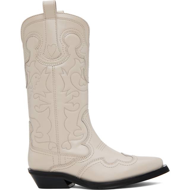 GANNI Beige Western Boots - 135 Egret - IT 41