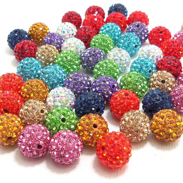 RUBYCA Pave Czech Crystal Disco Ball Clay Beads fit Shamballa Jewelry (20pcs  10mm  30 Colors Mixed)