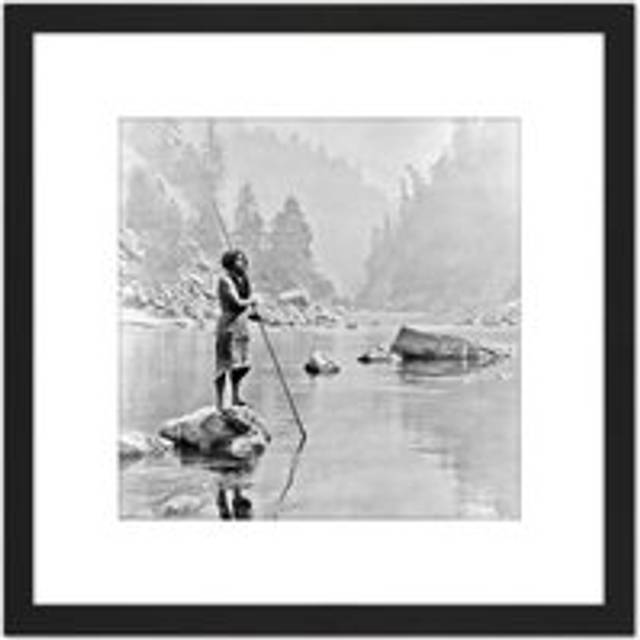 Curtis Native American Hupa Smoky Day Sugar Bowl Photo 8X8 Inch Square Wooden Framed Wall Art Print Picture with Mount - Black - One Size