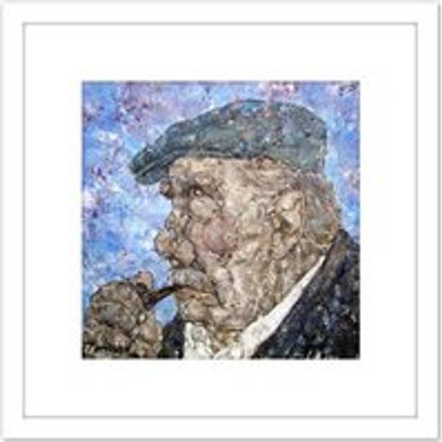 Akira Tanaka Le Fumeur De Pipe Circa 1981 8X8 Inch Square Wooden Framed Wall Art Print Picture with Mount - White - One Size