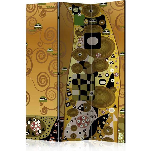 Artistic Geometry Room Divider - Brown;Yellow (172cm H X 135cm W X 3cm D)