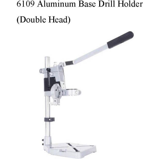 (Type C: 6109 Aluminum Base Drill Holder(double head)) Electric Drill Bracket 400mm Single/Double Head Drilling Holder Grinder Rack Stand Clamp Bench