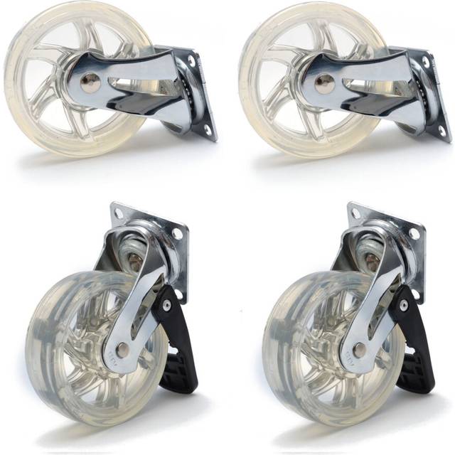 4x 75mm Rubber Swivel Castor Wheel with Brake Trolley Caster Heavy Duty Set