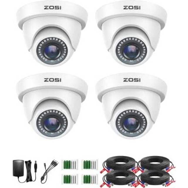 ZOSI 4 Pack 1080p HD-TVI Home Security Camera Outdoor Indoor 1920TVL, 80ft Night Vision, 90View Angle, Weatherproof Outside Surveillance CC