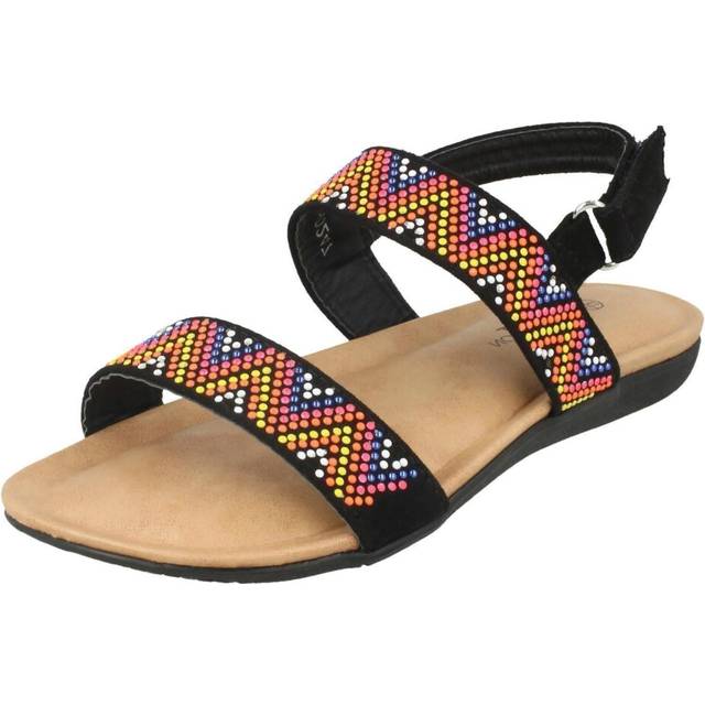 Girls spot on flat aztec slingback sandals