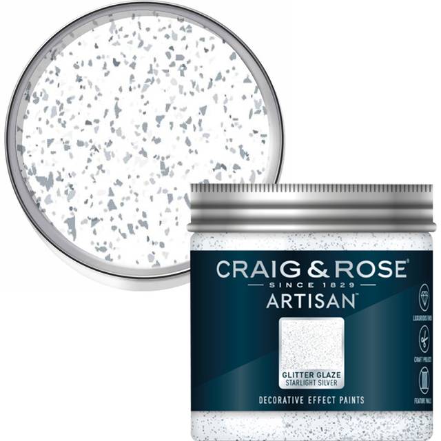 Craig & Rose Artisan Walls & Ceilings Glitter Glaze Starlight Silver Paint 300ml