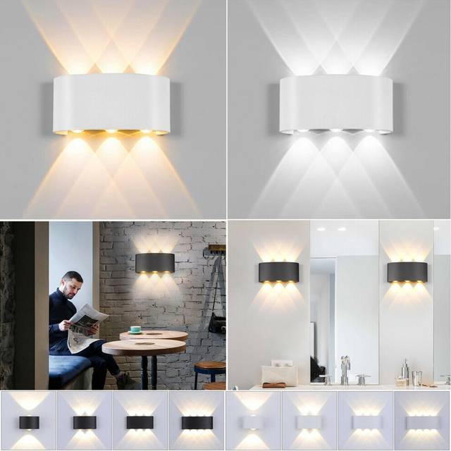 (2W, Black Shell & Warm White) Modern LED Wall Lamp Up Down Light Nordic Style Hotel Sconce Wall Fixture Decor