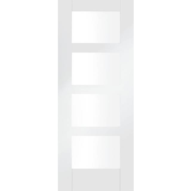 XL Joinery Shaker 4 Light Internal White Primed Door with Clear Glass (Thickness: 35mm, Size: 2032 x 813mm)