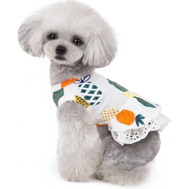 (White, S) Pattern Pet Skirt Spring And Summer Cat And Dog Clothes