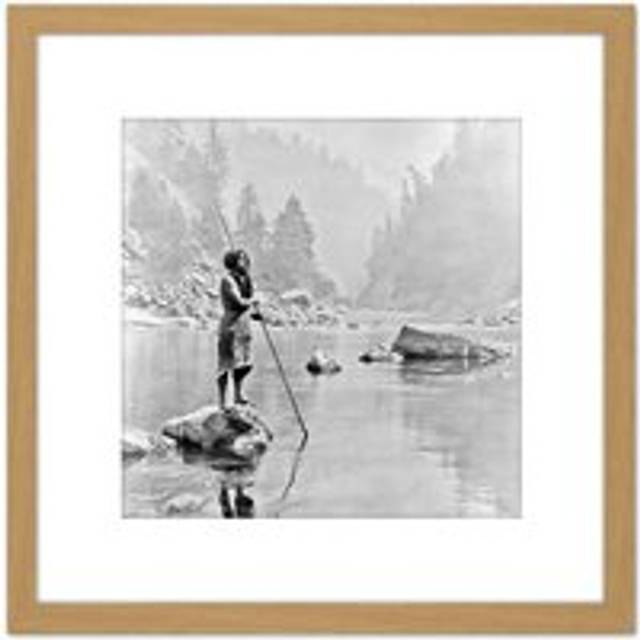 Curtis Native American Hupa Smoky Day Sugar Bowl Photo 8X8 Inch Square Wooden Framed Wall Art Print Picture with Mount - Tan - One Size