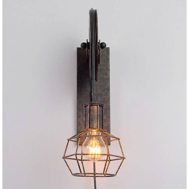 Creative Retro Wall Lamp Pulley Wall Light Rust Industrial Vintage E27 Bulb Wall Lamp Antique Wall Light