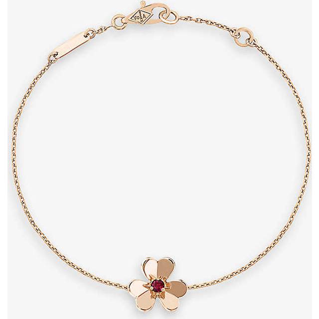 Van Cleef & Arpels Womens Rose Gold Frivole Mini 18ct Rose-gold and 0.07ct Round-cut Ruby Bracelet - ROSE GOLD