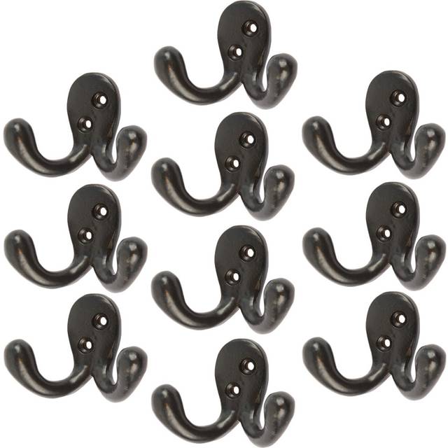 Hammer & Tongs - Double Coat Hook - W70mm x H50mm - Black (5cm H X 7cm W X 3.5cm D)