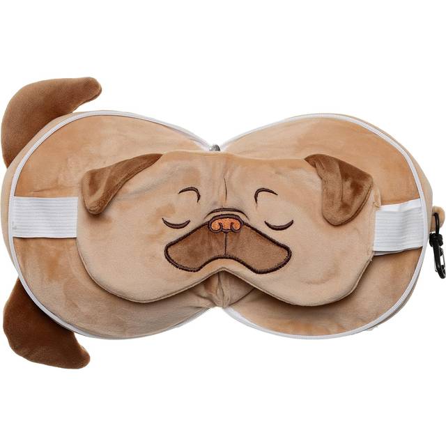 Relaxeazzz Mopps Mops Plysch Resekudde & Ögonmask 95% Polyester
