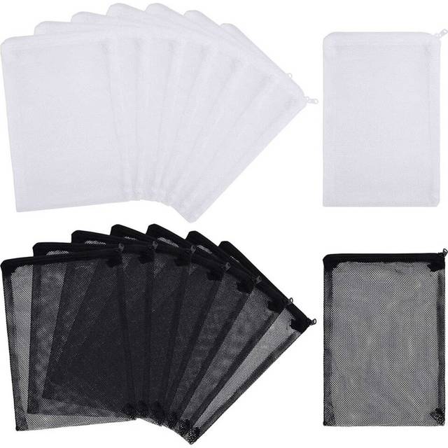 16 pcs aquarium mesh media filter bags, nylon media filter mesh bags with zipper (for particulate carbon), bio balls