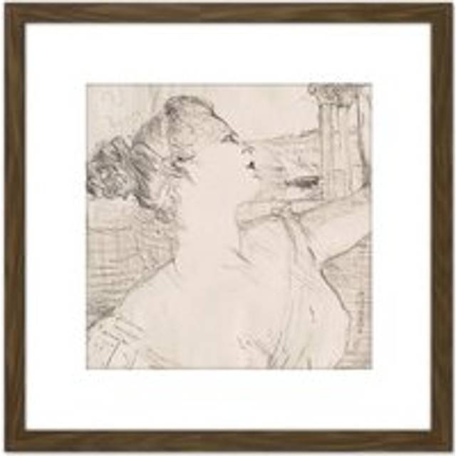 Toulouse Lautrec Subra De Lopera 1895 8X8 Inch Square Wooden Framed Wall Art Print Picture with Mount - Brown - One Size