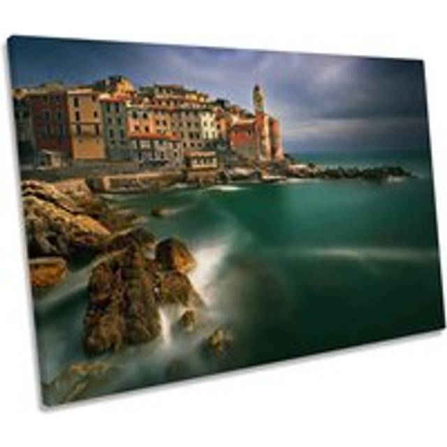 Tellaro Italy Seascape Canvas Wall Art Picture Print - Multi - W30 inch x H20 inch x D20mm