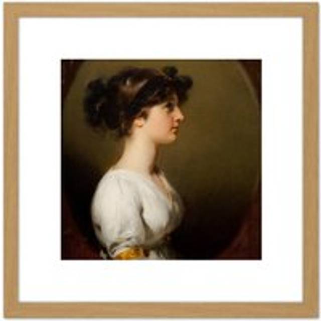 Sir Thomas Lawrence Honorable Caroline Upton Painting 8X8 Inch Square Wooden Framed Wall Art Print Picture with Mount - Tan - One Size