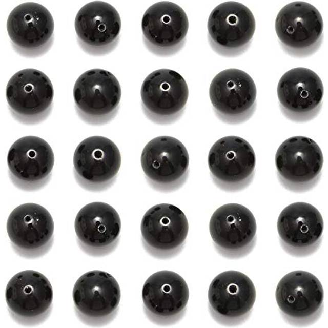 200PCS Natural Stone Beads 8mm Black Obsidian Genuine Real Stone Beading Loose Gemstone DIY Charm Smooth Beads for Bracelet Jewelry Making (Black Obsi