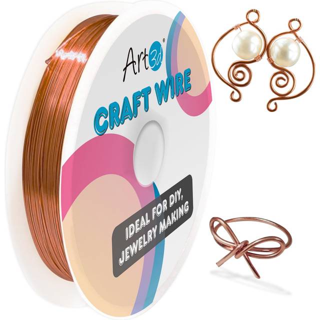 Art3d 18 Guage 120 FT Craft Wire for Jewelry Making  Beading  Sculpting  Gardening  DIY Project  Ornaments  1 Roll - Copper