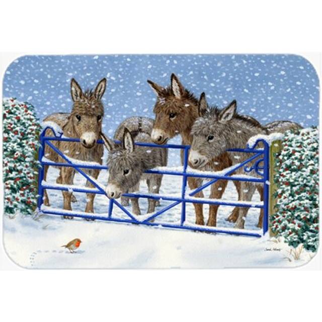 Carolines Treasures  Donkeys & Robin at the Fence Glass Large Cutting Board