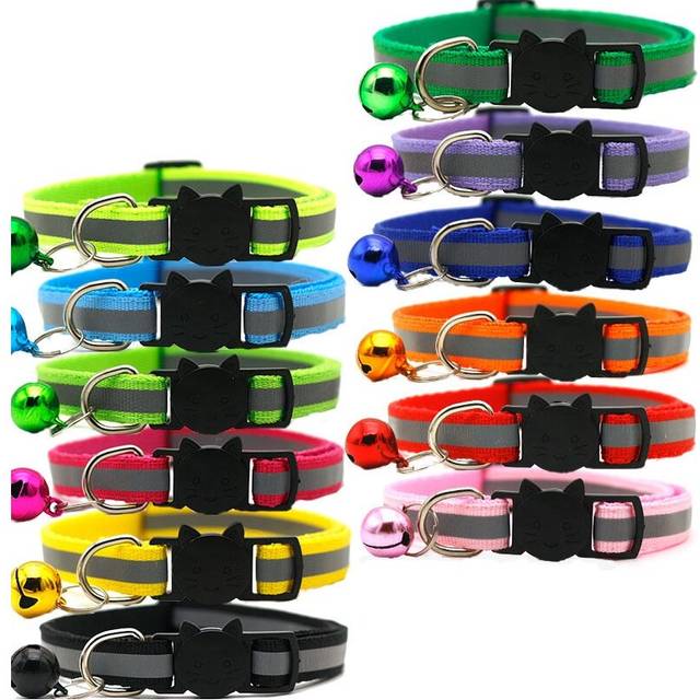 12 Pcs Reflective Cat Collars Quick Release Safety Buckle with Bell