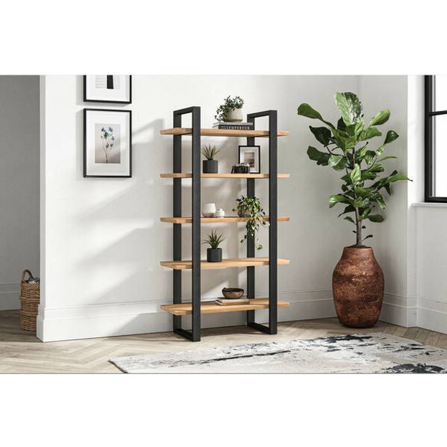 Natural Solid Oak & Metal Bookcases - Bookcase - Maine Range - Oak Furnitureland
