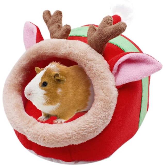 Chinchilla Hedgehog Guinea Pig Bed Accessories Cage Toys-Red Moose Size S