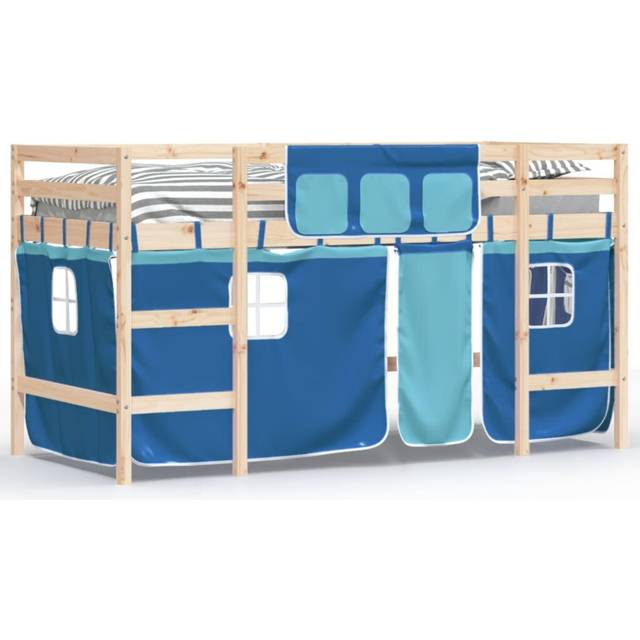 vidaXL Kids' Loft Bed with Curtains without Mattress Blue 80x200cm