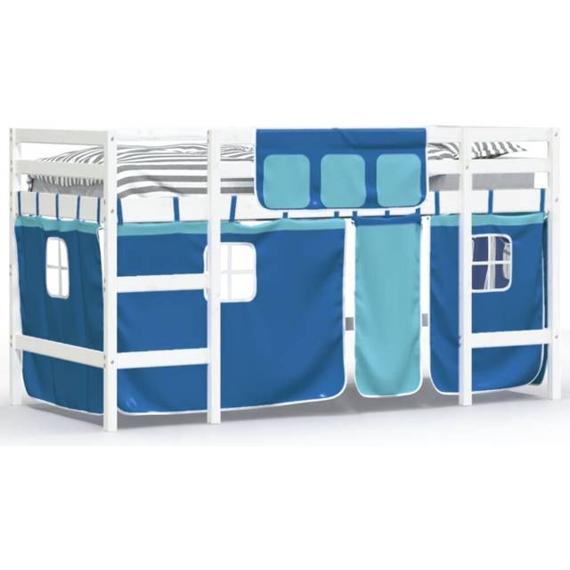 vidaXL Kids' Loft Bed with Curtains without Mattress Blue 80x200cm
