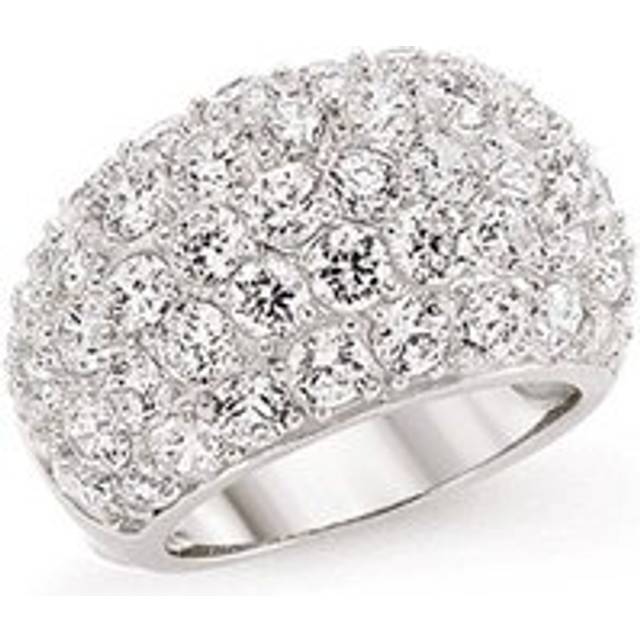 (M) Jewelco London Ladies Rhodium Plated Sterling Silver Cubic Zirconia Pave Bombay Eternity Ring