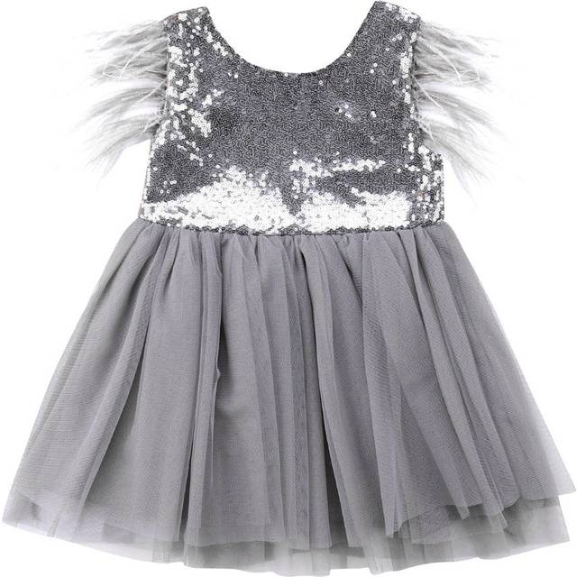 Pudcoco flicka klänning au barn baby flickor prinsessa klänning barn paljetter tutu party prom bröllopsklänning - 2t