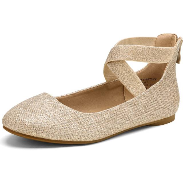 DREAM PAIRS Women's Sole_Stretchy Gold Glitter Fashion Elastic Ankle S
