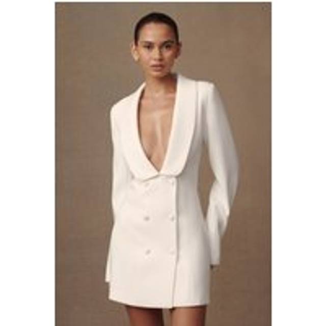 Trinity Crepe Blazer Dress - White - XL