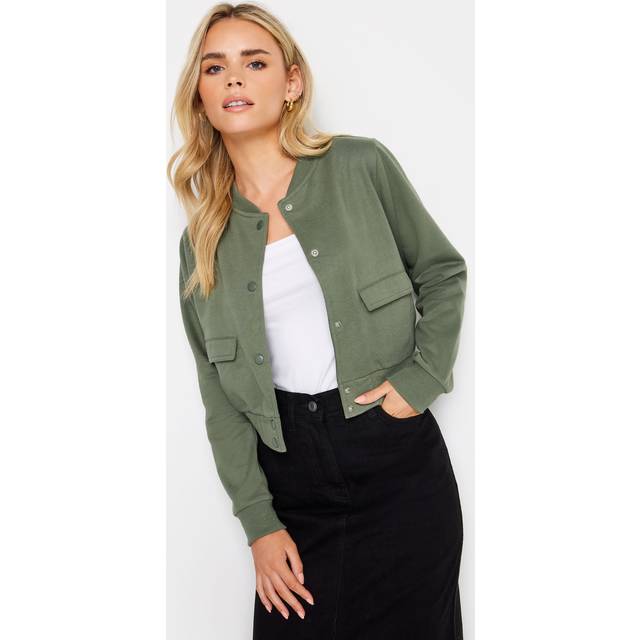 Pixiegirl Khaki Green Jersey Bomber Jacket 10 Pixiegirl | Petite Women's Bomber Jackets