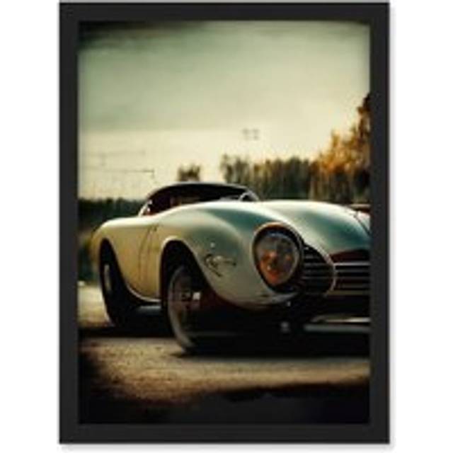 Classic Sports Car Cinematic Beauty Shot Nostalgic Print Artwork Framed Wall Art Print A4 - Black - One Size