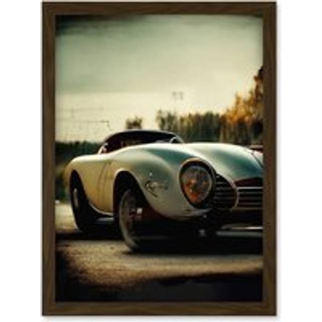 Classic Sports Car Cinematic Beauty Shot Nostalgic Print Artwork Framed Wall Art Print A4 - Brown - One Size