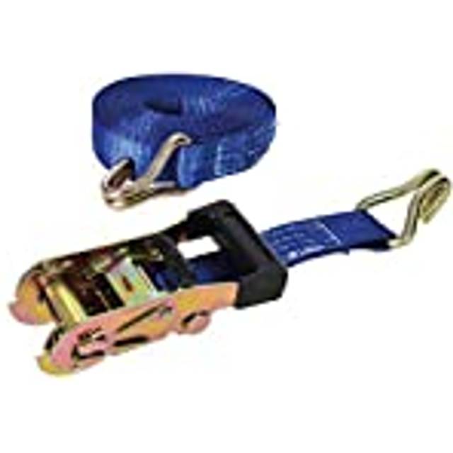 Silverline Rubber-Handled Ratchet Tie Down Strap J-Hook 6m X 38mm - Rated 1000kg