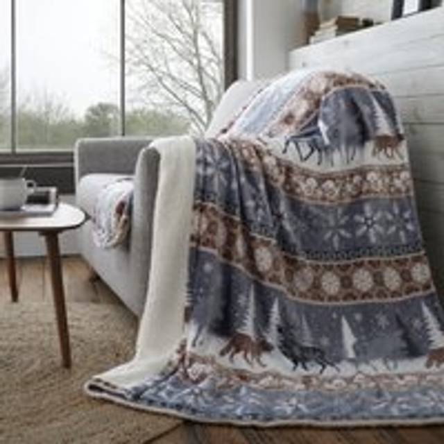 Happy Linen Company Warm Alaska Winter Faux Fur Sherpa Fleece Throw - Large, Multi
