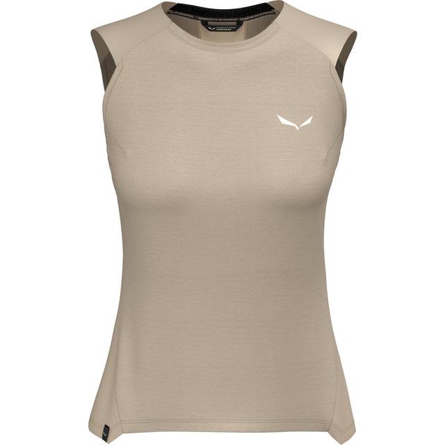 Salewa - Women's Puez Alpine Merino Hybrid Tank Top size 42, sand/grey
