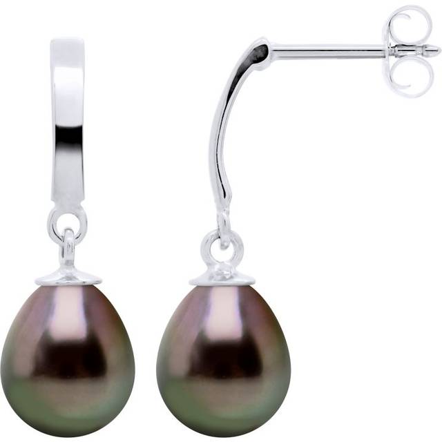 Diadema Womens - Earrings White Gold and Real Tahitian Pearls - Natural - One Size