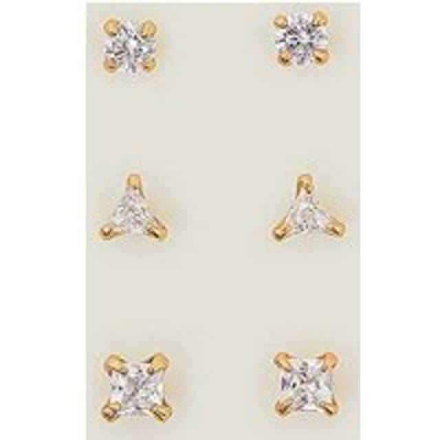 Accessorize 3 Pack 14ct Gold Plated Sparkle Shape Stud Earrings
