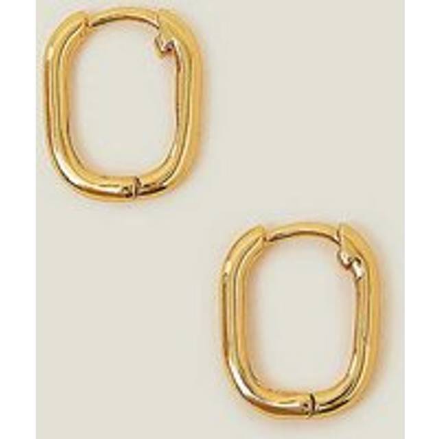 14ct Gold-plated Rectangular Hoop Earrings, Women's - Accessorize - One Size