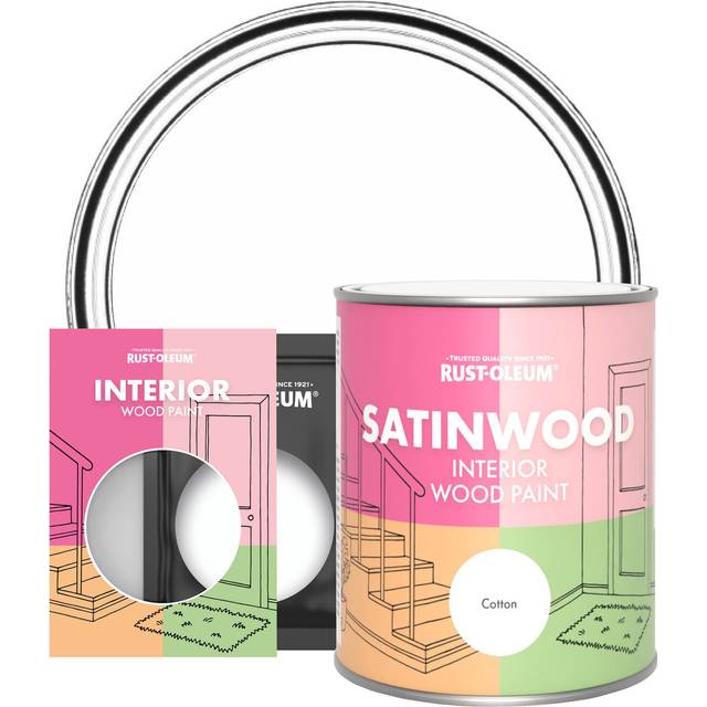 Rust-Oleum Interior Wood Paint, Satinwood - Cotton (White) - 10ml