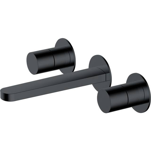 Rak Petit Round 3-Hole Wall Mounted Basin Mixer Tap - Matt Black