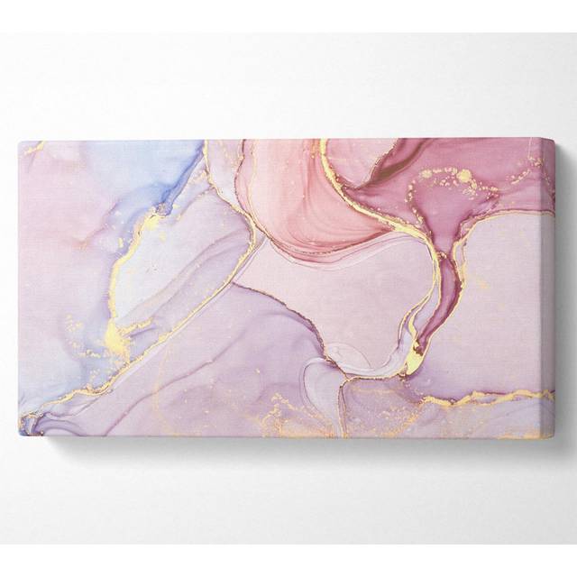 Oil Paint Lilac and Gold - Wrapped Canvas Art Prints (40.6cm H x 81.3cm W x 1cm D)