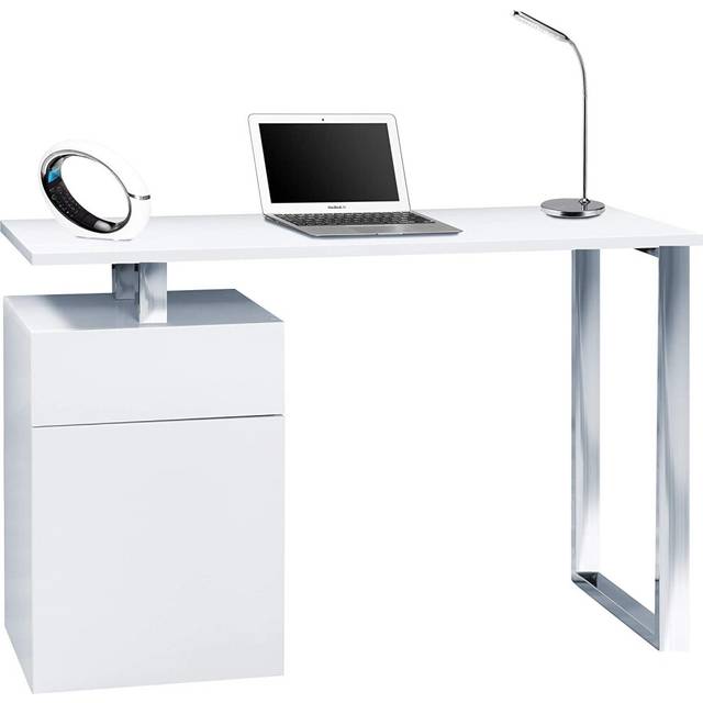 Centurion Supports CALISTA Gloss White with Brushed Steel Legs Contemporary Home Office Computer Desk