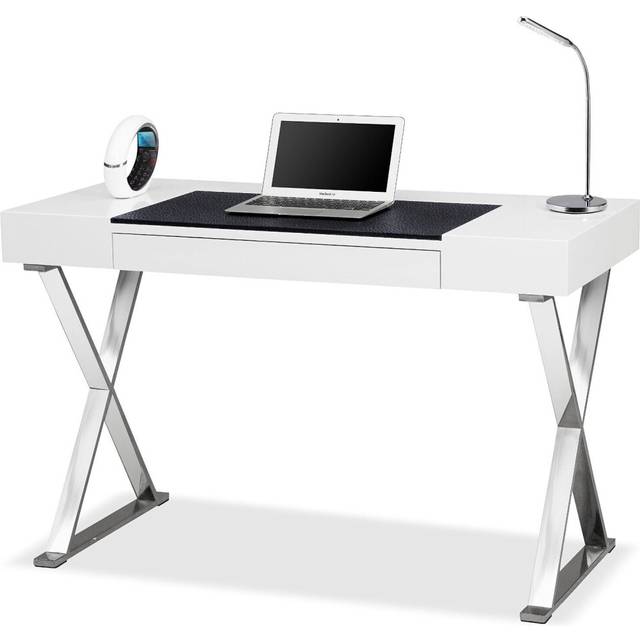 Centurion Supports ADONIS Gloss White and Chrome Ergonomic Home Office Luxury Computer Desk