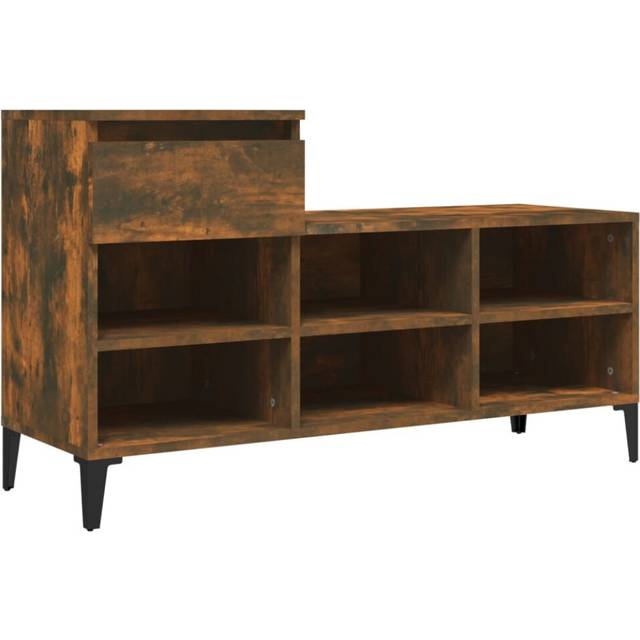 Skoställ rökfärgad ek 102x36x60 cm konstruerat trä