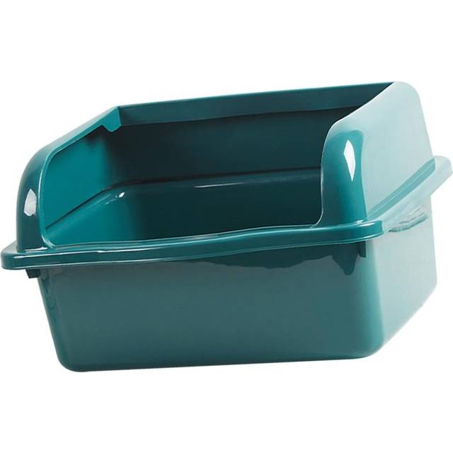 Open Top Pet Litter Tray U Shape Lowered Front with High Sides Easy to Clean Kitten Potty Toilet Large Space Cats Litter Basin, Large Green